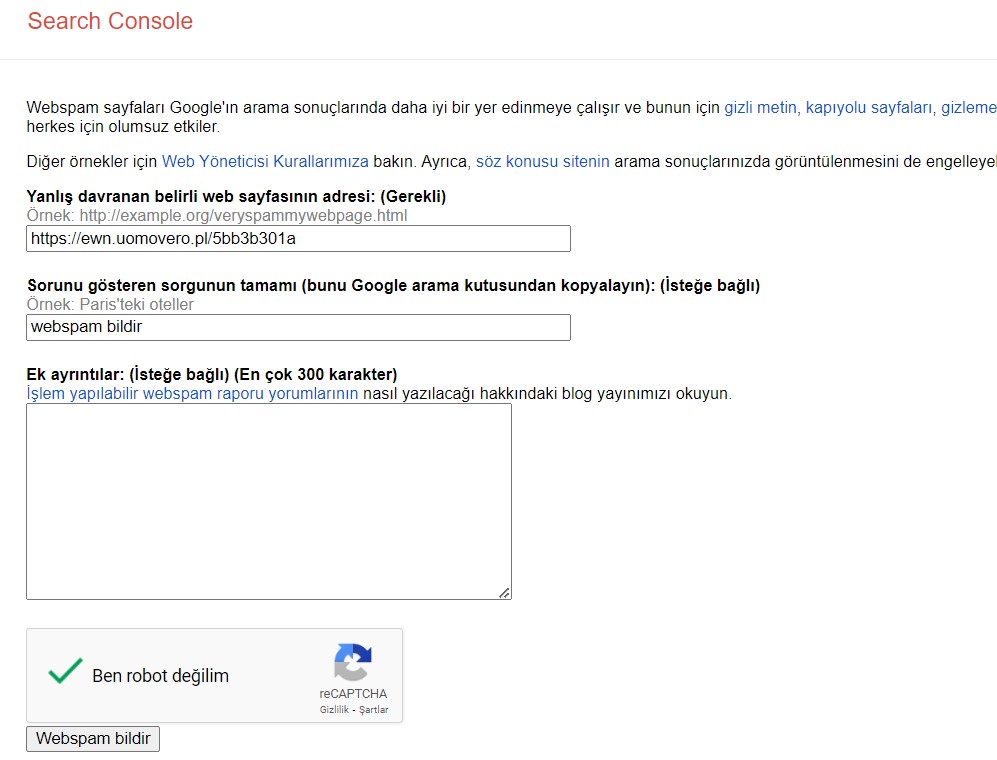 webspam bildir
